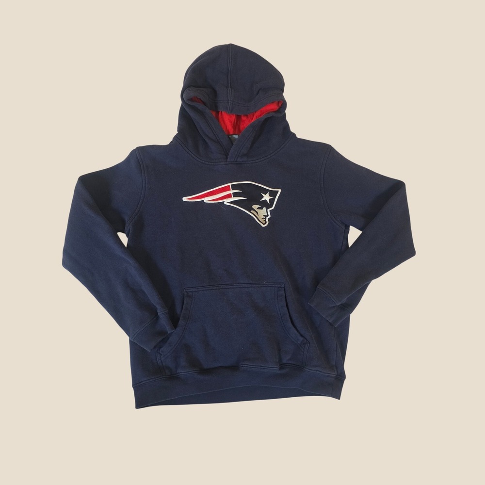 NFL Team Apparel Hoodie New England Patriots Youth Navy Blue Football Fan Large